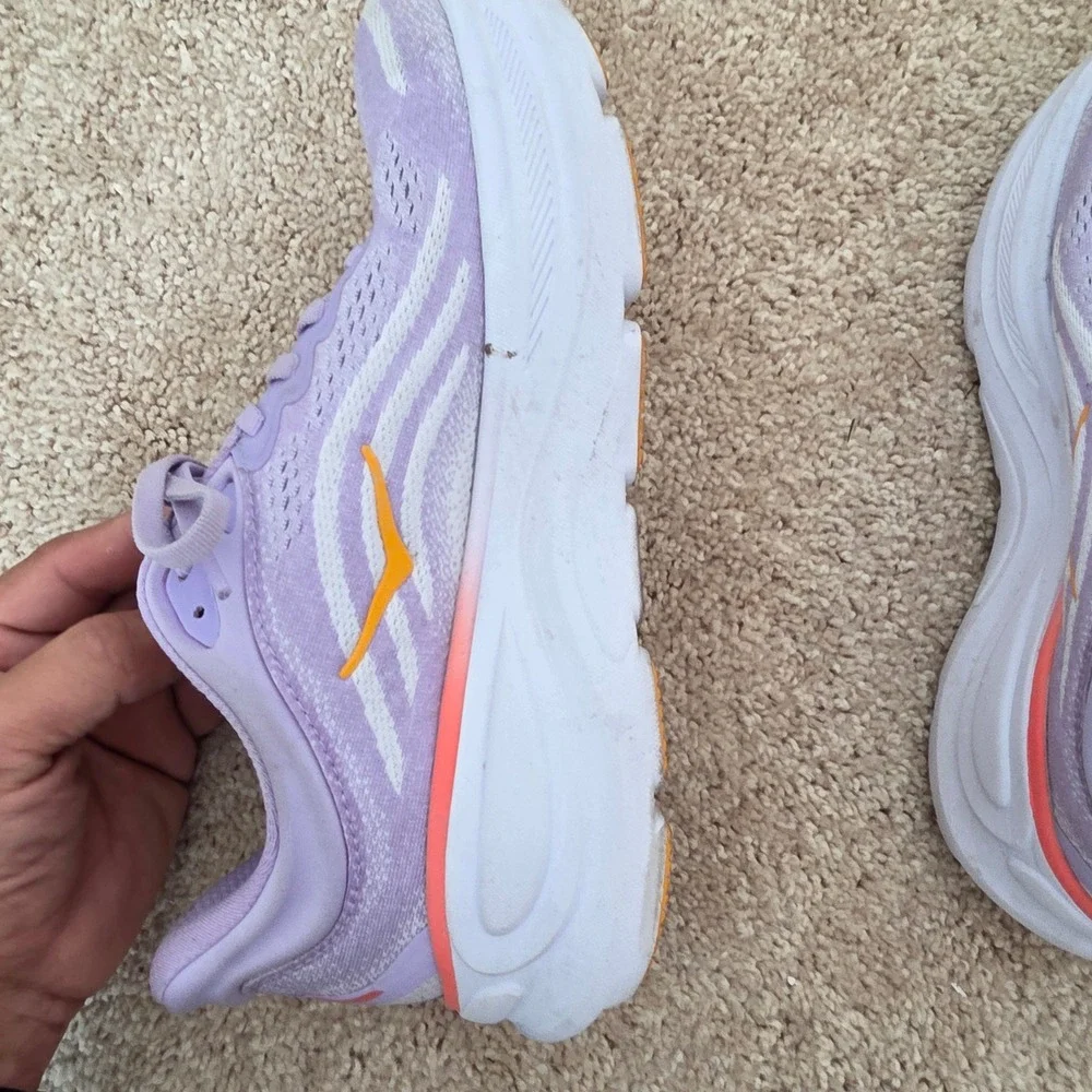 HOKA Bondi 9 Womens Running Shoes Purple Lavender Orange 1162012 AGH Size 9B